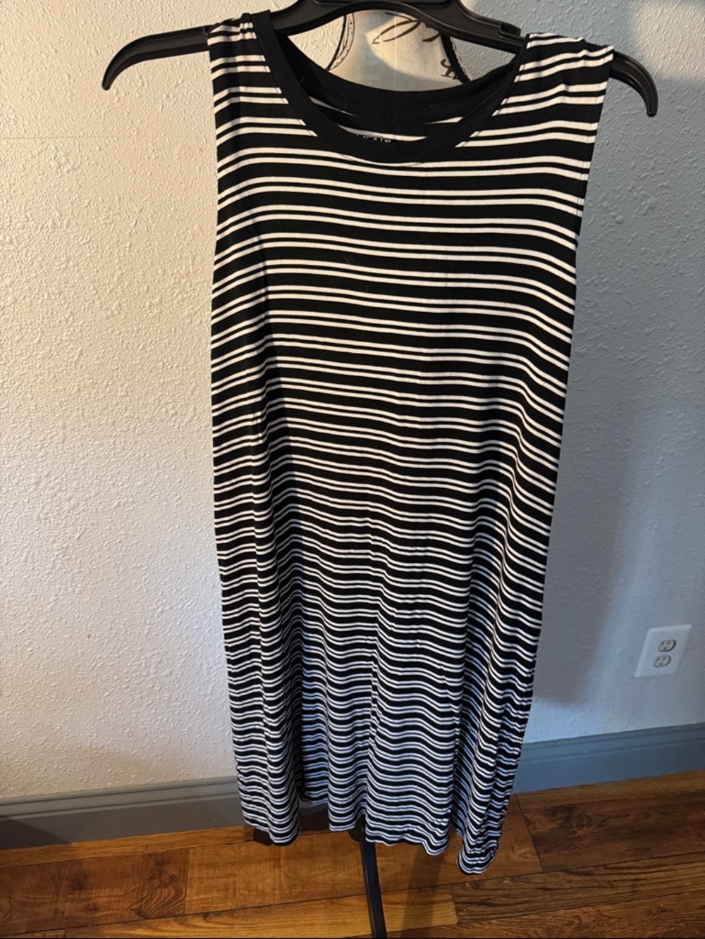 Time and Tru Black and White Striped Top